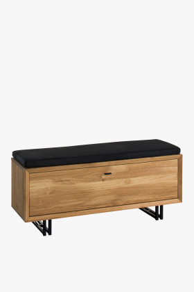 Schuhbank Eiche mit dunkelgrauem Kissen 125x52,5x39 cm